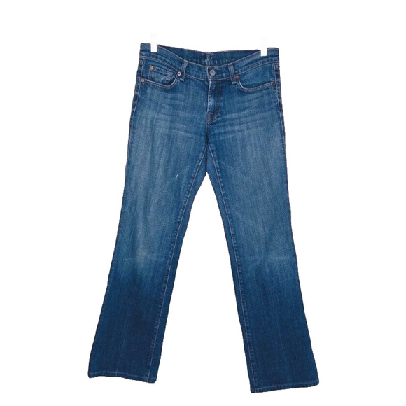 7 for All Mankind Distressed Rhinestone Detail Bootcut Jeans Women's Size 29 - Picture 2 of 11